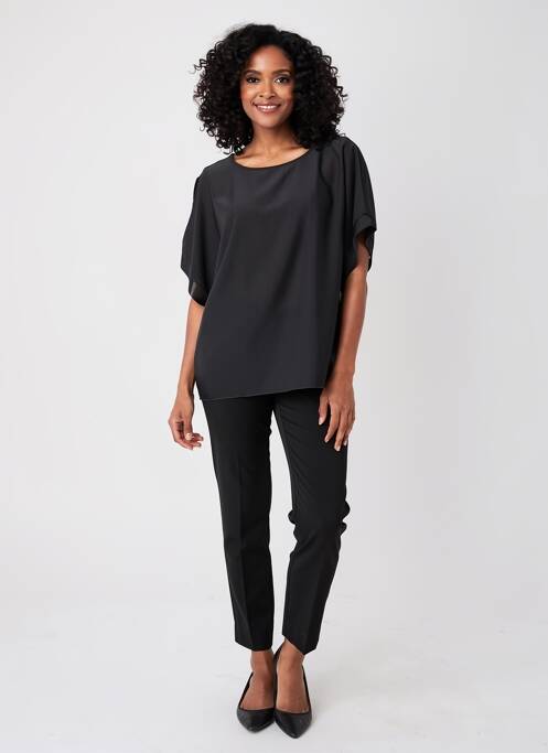 Tunique manches courtes col rond noir QUATTRO femme