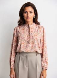 Blouse imprimé fleurs manches longues rose C'EST BEAU LA VIE femme