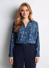 Chemisier coupe droite manches longues bleu C'EST BEAU LA VIE femme