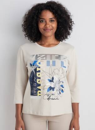 T-shirt manches 3/4 manches 3/4 beige BETTY BARCLAY femme