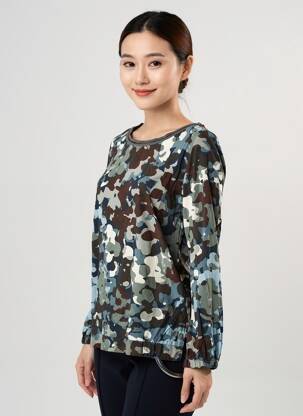 Blouse tissage popeline manches longues vert BETTY BARCLAY femme