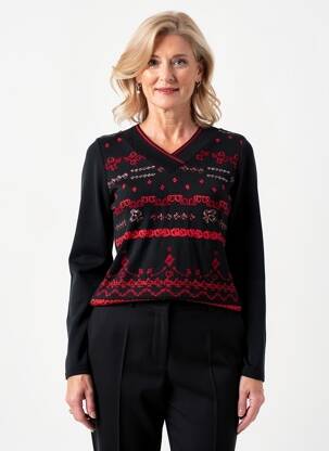 Pull coupe cintrée manches longues noir TELMAIL femme