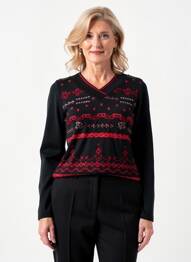 Pull coupe cintrée manches longues noir TELMAIL femme