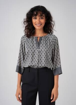 Blouse col rond manches 3/4 noir BETTY BARCLAY femme