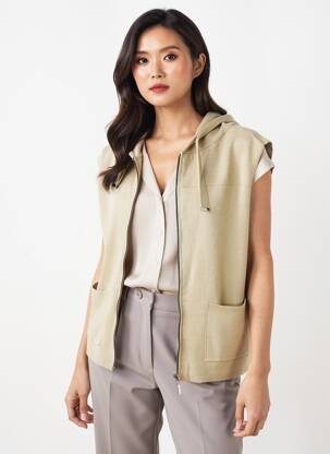 Gilet sans manche maille fine vert BARBARA LEBEK femme