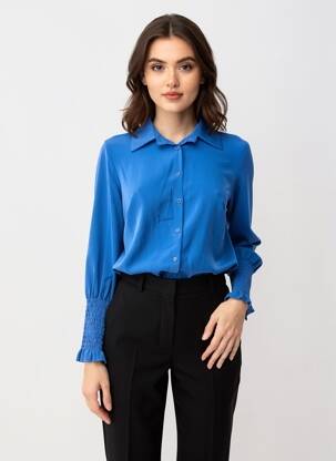 Chemisier coupe fluide manches longues bleu QUATTRO femme