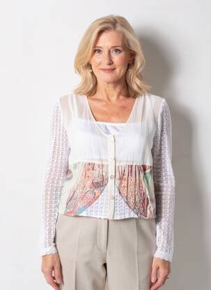 Gilet manches longues stretch blanc QUATTRO femme