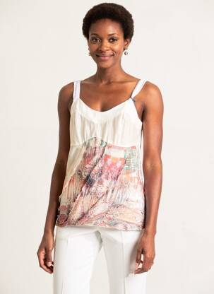 Tunique manches longues imprimé fantaisie blanc QUATTRO femme