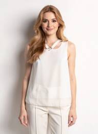 Top col carré sans manche blanc QUATTRO femme