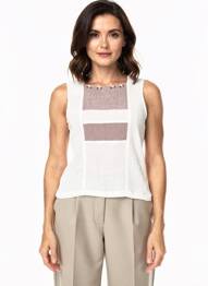 Top col carré sans manche beige QUATTRO femme