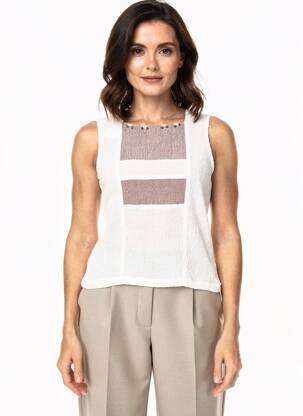 Top col carré sans manche beige QUATTRO femme