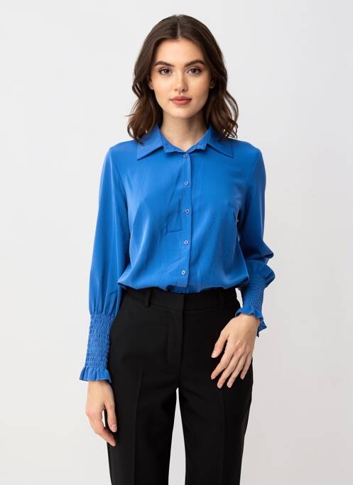 Chemisier coupe fluide manches longues bleu QUATTRO femme