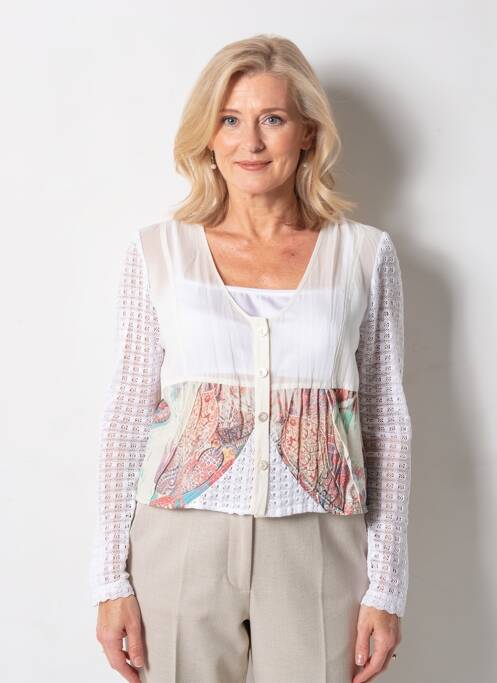Gilet manches longues stretch blanc QUATTRO femme