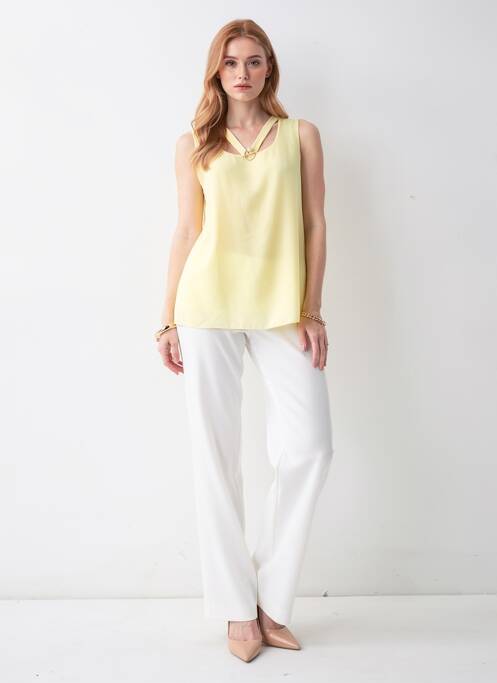 Top col carré sans manche jaune QUATTRO femme
