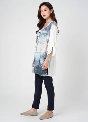 Tunique manches longues légère et transparente blanc QUATTRO femme