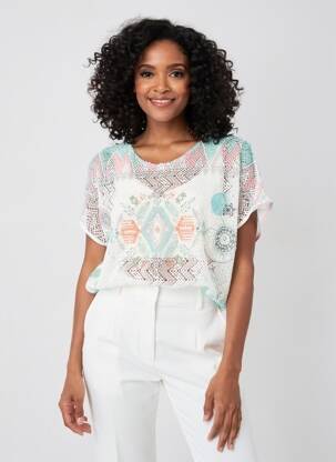 Blouse légère et transparente manches courtes vert QUATTRO femme