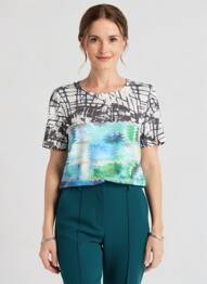 T-shirt imprimé fantaisie manches courtes noir QUATTRO femme