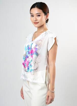 Top coupe fluide manches courtes blanc QUATTRO femme