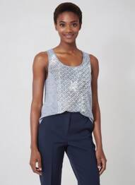 Top tissage jersey sans manche bleu QUATTRO femme