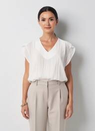 Blouse légère et transparente manches courtes beige QUATTRO femme