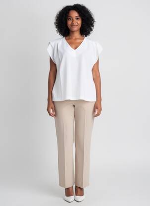Blouse tissage popeline manches courtes blanc QUATTRO femme
