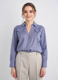 Chemisier tissage crêpe manches longues bleu QUATTRO femme