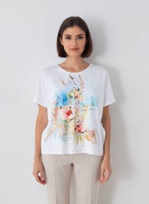 T-shirt coupe droite manches courtes blanc QUATTRO femme