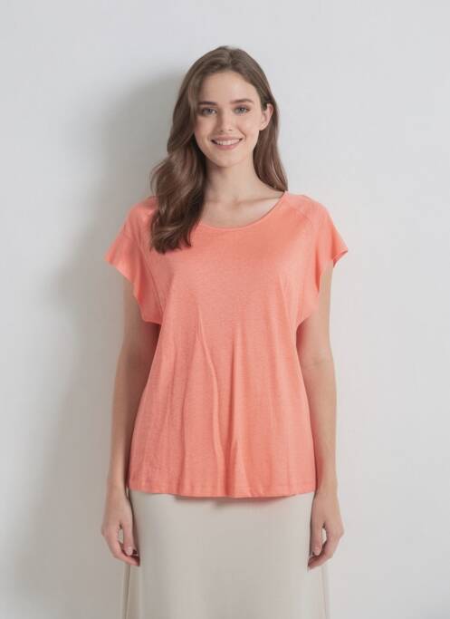 T-shirt col rond manches courtes orange QUATTRO femme