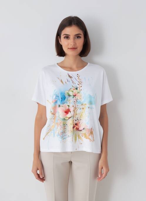 T-shirt coupe droite manches courtes blanc QUATTRO femme