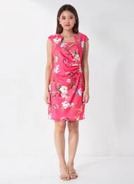 Robe courte fermeture zippée au dos manches courtes rose QUATTRO femme