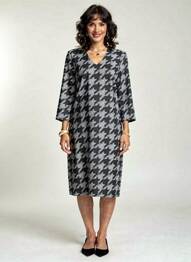Robe mi-longue manches 3/4 manches 3/4 noir QUATTRO femme
