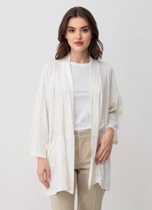 Veste kimono col v beige QUATTRO femme