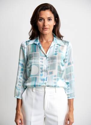 Chemisier tissage crêpe manches 3/4 bleu QUATTRO femme