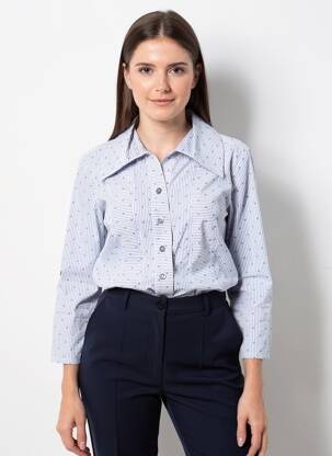 Chemisier coupe cintrée manches longues bleu QUATTRO femme