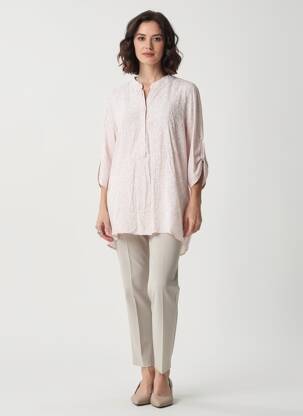 Tunique manches longues fermeture boutonnée sur le devant rose QUATTRO femme