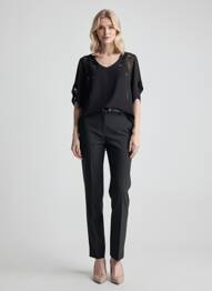 Blouse légère et transparente manches 3/4 noir QUATTRO femme