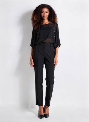 Blouse légère et transparente manches 3/4 noir QUATTRO femme