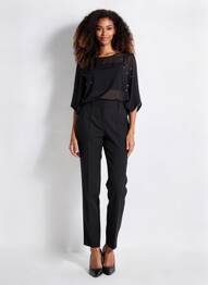 Blouse légère et transparente manches 3/4 noir QUATTRO femme