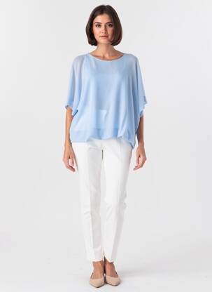 Blouse légère et transparente manches 3/4 bleu QUATTRO femme