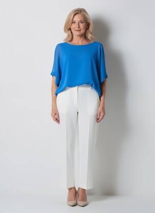 Blouse légère et transparente manches 3/4 bleu fonce QUATTRO femme