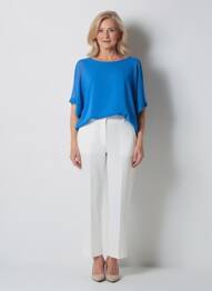 Blouse légère et transparente manches 3/4 bleu fonce QUATTRO femme
