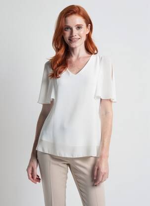 Blouse légère et transparente manches courtes blanc QUATTRO femme