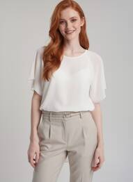 Top coupe fluide manches courtes blanc QUATTRO femme