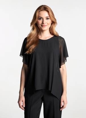 Top tissage crêpe manches courtes noir QUATTRO femme