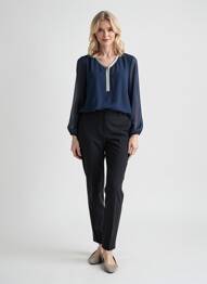 Blouse légère et transparente manches longues bleu QUATTRO femme