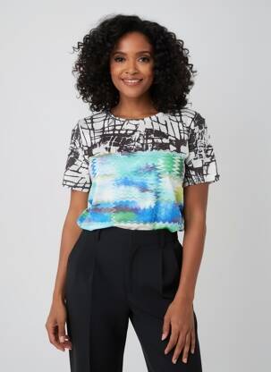 T-shirt imprimé fantaisie manches courtes noir QUATTRO femme