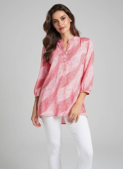 Tunique manches longues fermeture boutonnée sur le devant rose QUATTRO femme