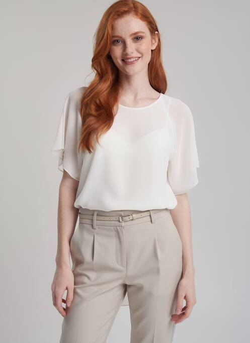 Top coupe fluide manches courtes blanc QUATTRO femme