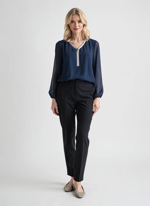 Blouse légère et transparente manches longues bleu QUATTRO femme