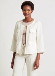 Veste casual col rond blanc QUATTRO femme